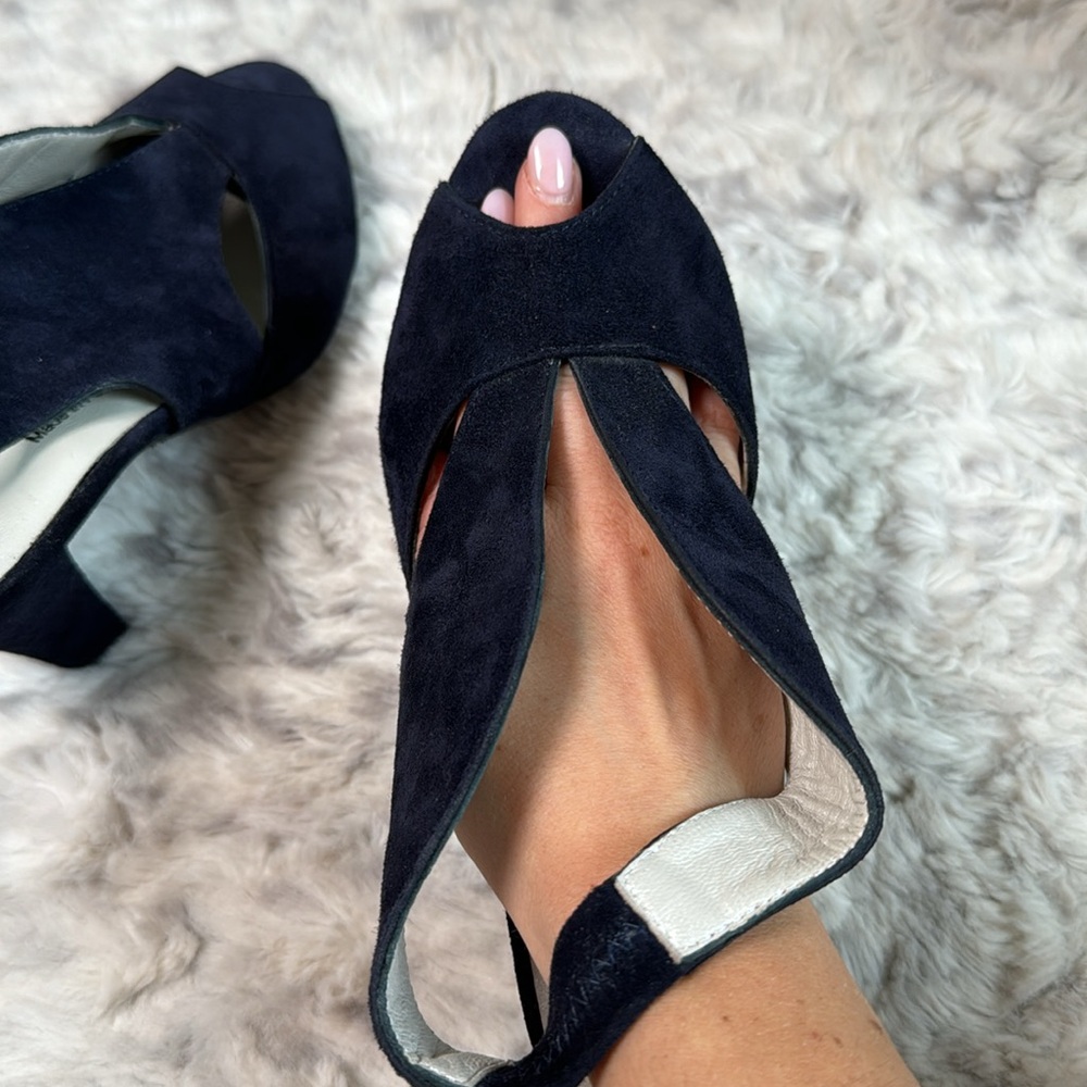 GUC Eric Michael blue suede heels size 6 - Picture 8 of 11